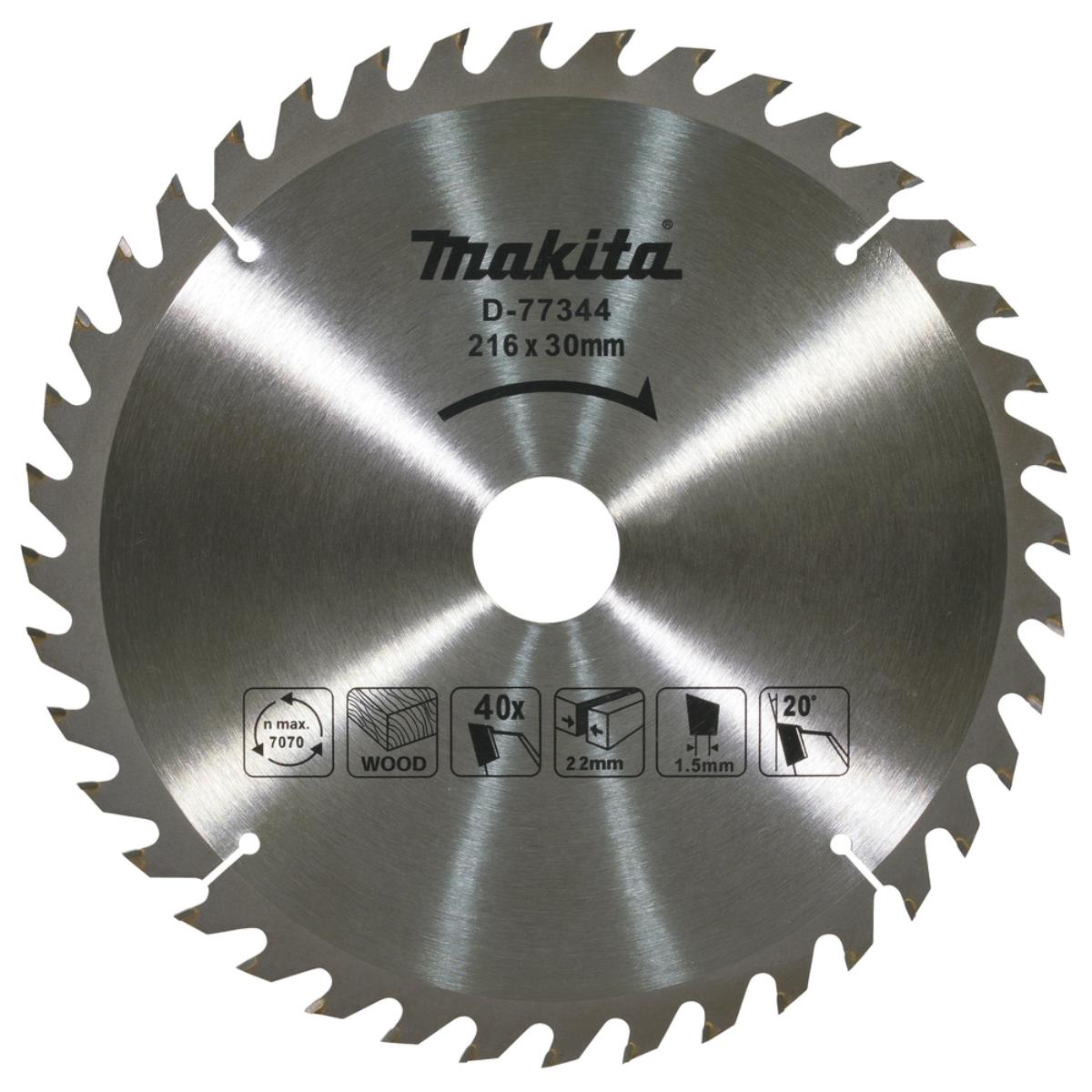 Makita Kreissägeblatt TCT 216x30x40Z 2,2 mm Schnittstärke - TCT - Holz - D-77344