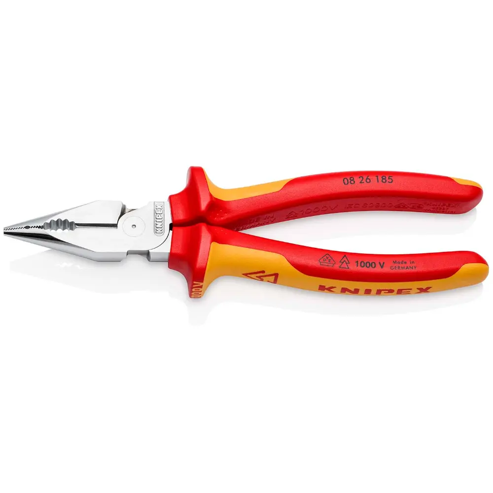 KNIPEX Spitz-Kombizange isoliert mit Mehrkomponenten-Hüllen, VDE-geprüft verchromt 185 mm