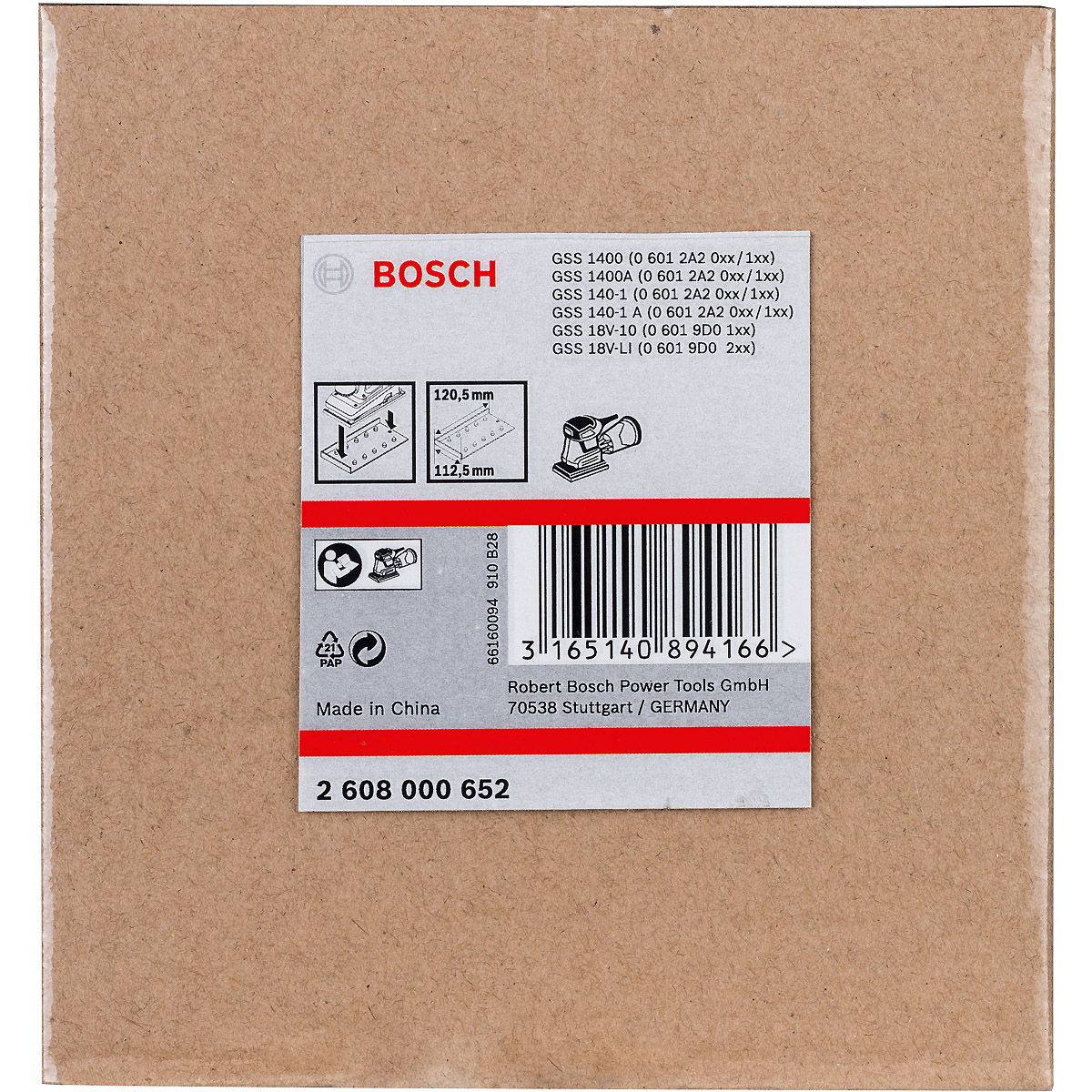 Bosch Lochwerkzeug für ungelochte Schleifblätter, 120,5 x 112,5 mm, 6 Löcher