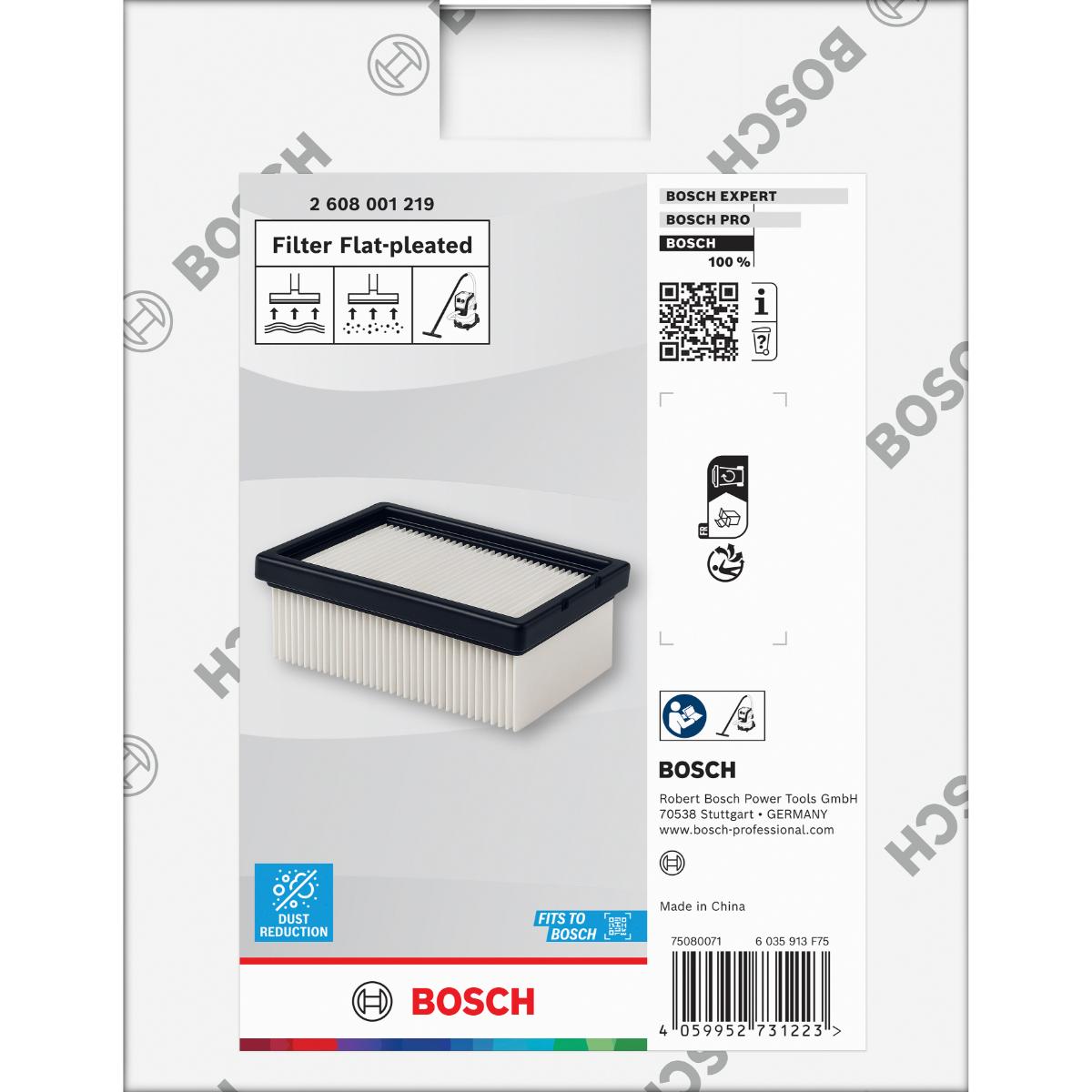 Bosch Flacher gefalteter E10-Filter für Staubsauger