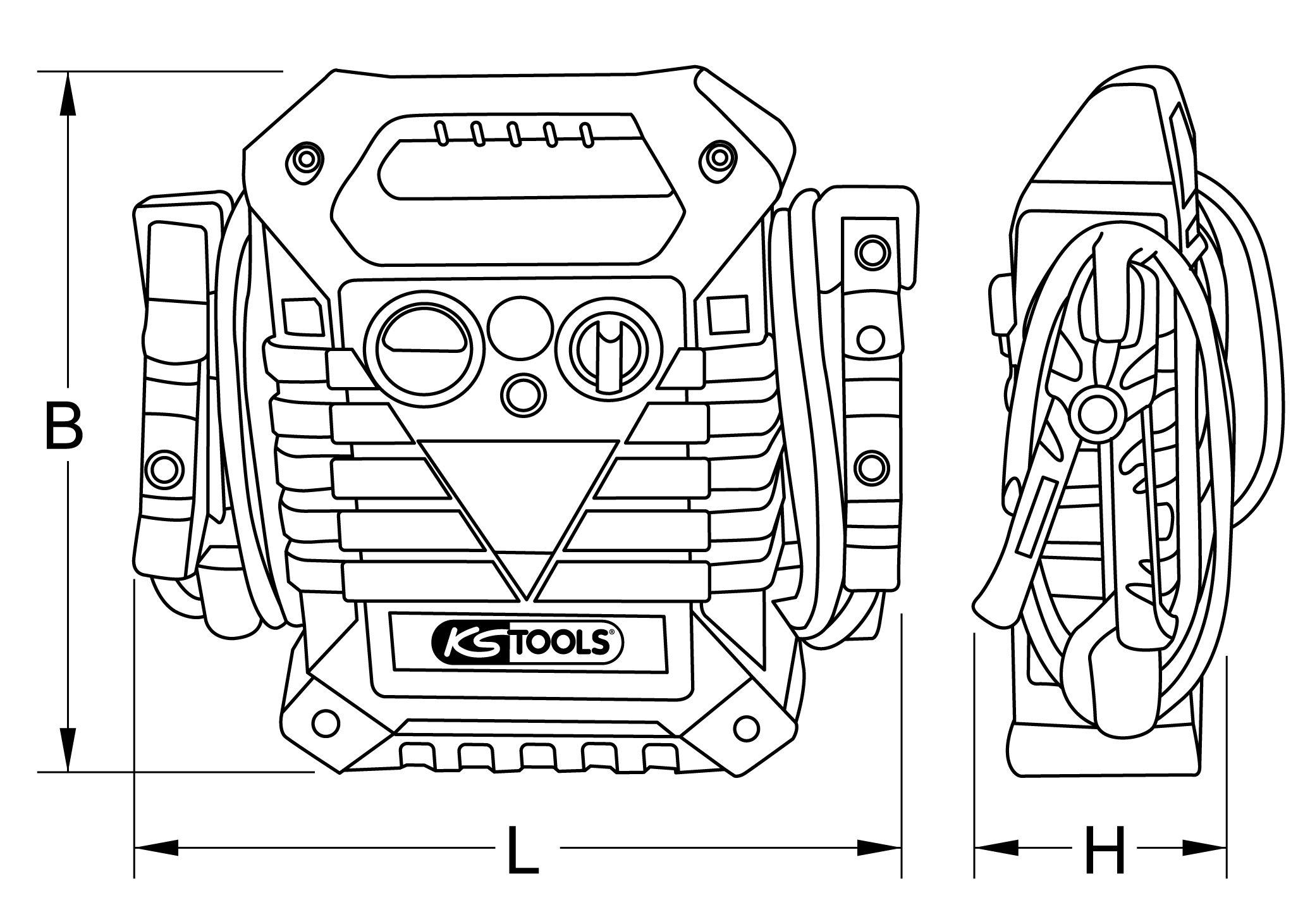 KS Tools 12 V + 24 V Batterie-Booster, mobiles Starthilfegerät 1400 A
