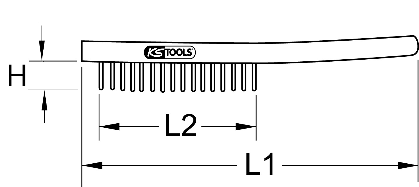 KS Tools Stahl-Handdrahtbürste 4-reihig, 290mm