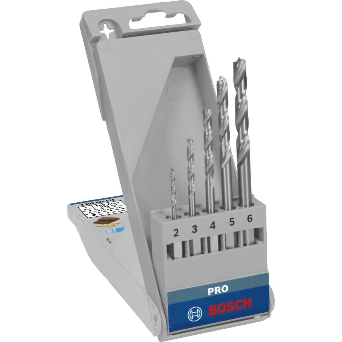 Bosch PRO 5-tlg. Holzbohrer-Set mit Sechskantschaft, 2–6 mm
