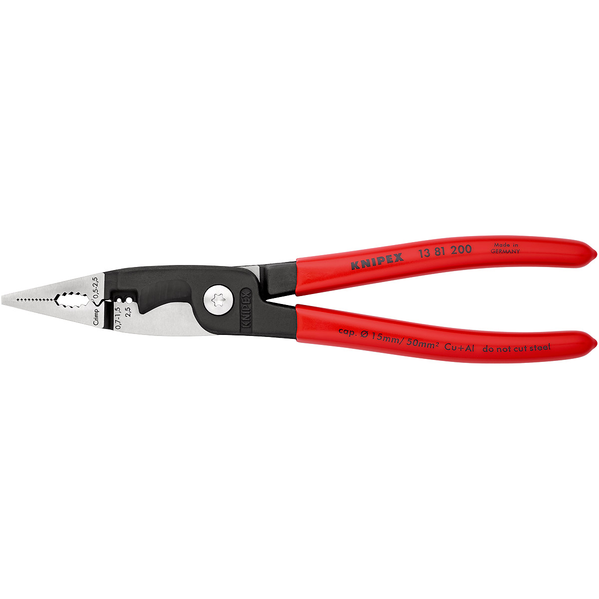 KNIPEX Elektro-Installationszange 200 mm schwarz atramentiert mit Kunststoff überzogen poliert