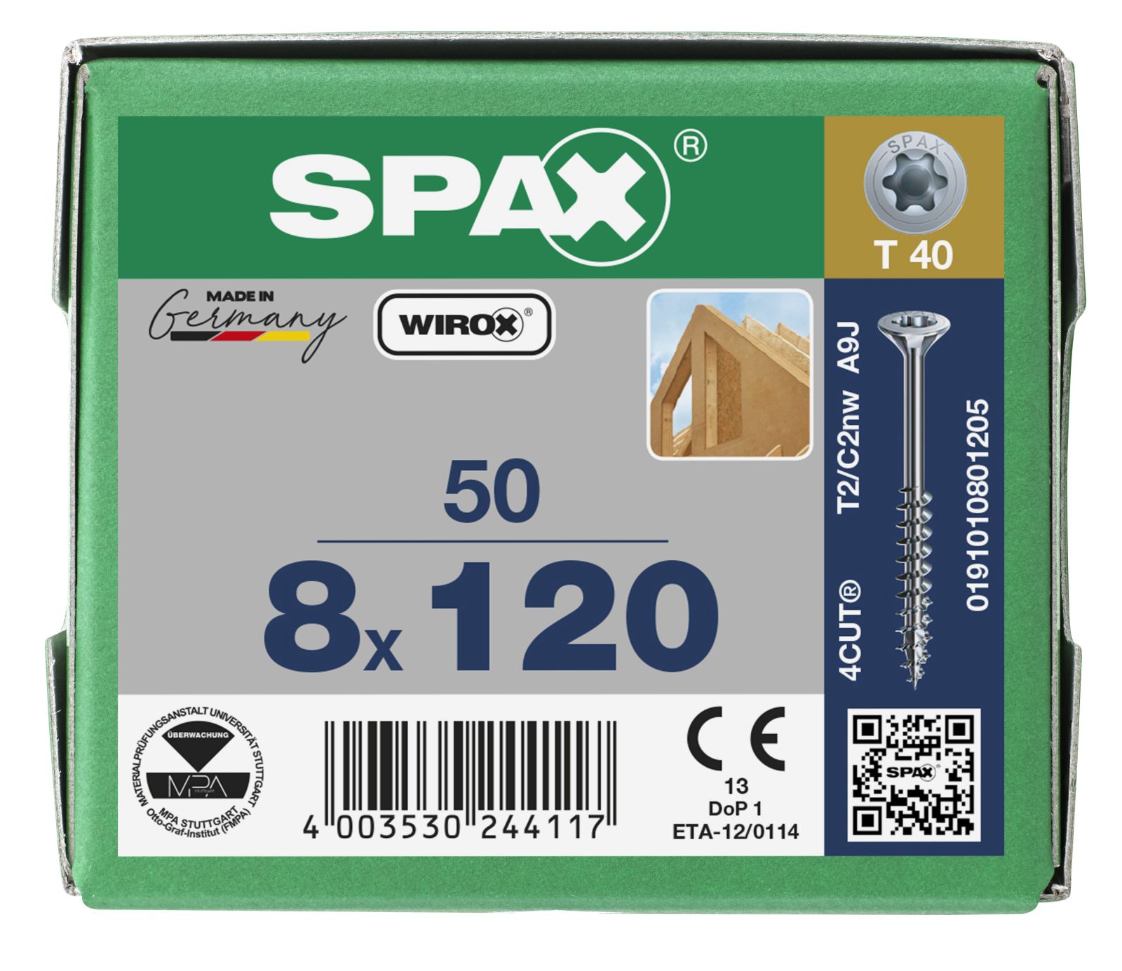 SPAX Senkmultikopf Bremsrippen T-Star Plus T40 Teilgewinde WIROX, 50 Stück