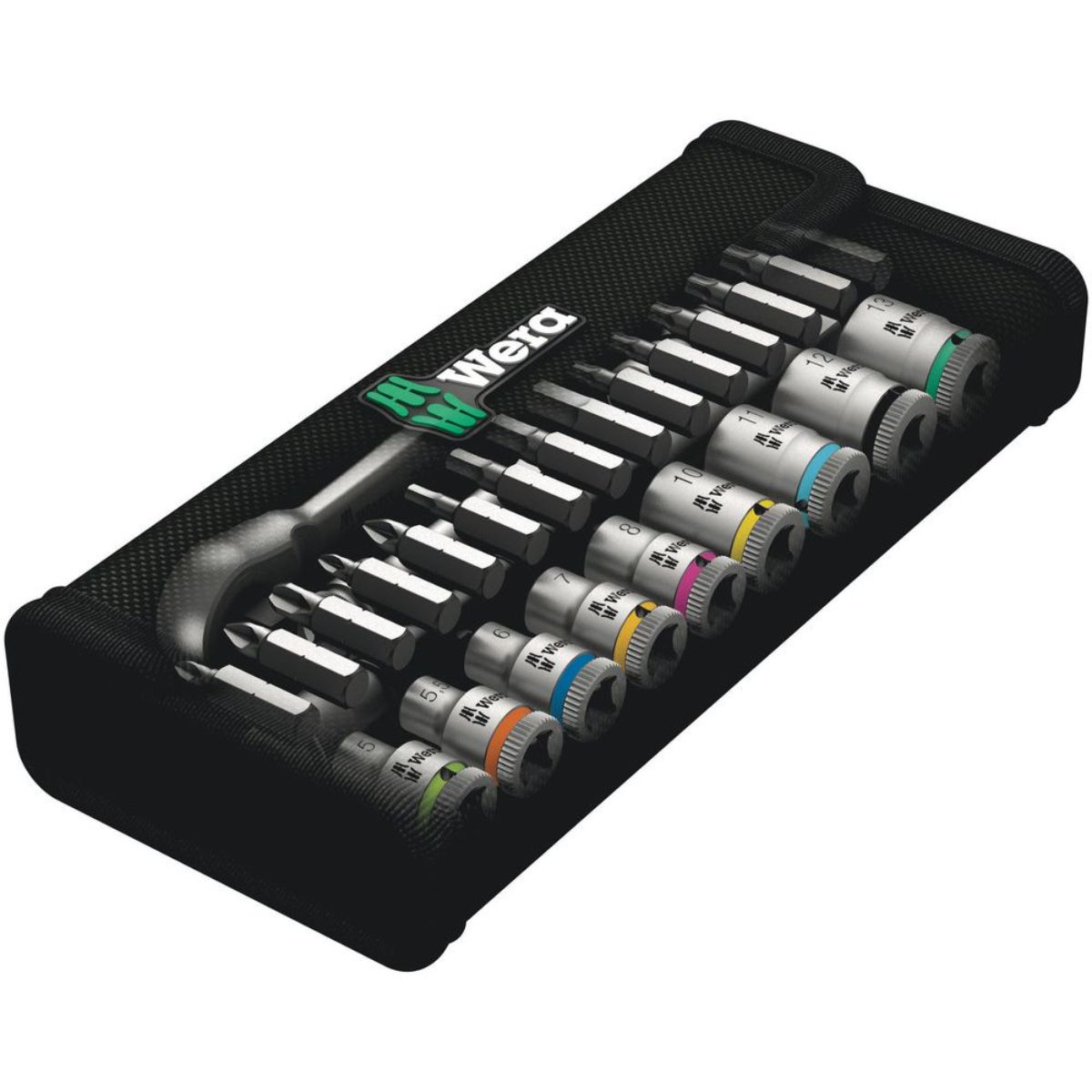Wera 8100 SA 8 Zyklop Metal-Knarrensatz, Umschalthebel, 1/4"-Antrieb, metrisch, 28-teilig