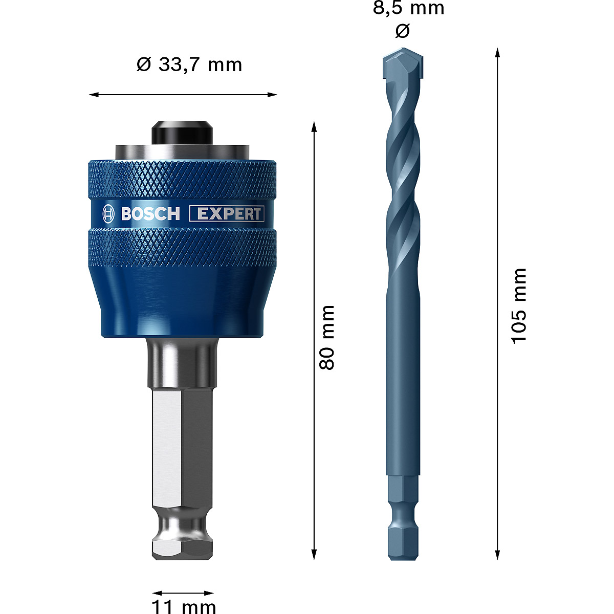 Bosch EXPERT Power Change Plus Adapter, Hex 11, HSS-G 8.5x105