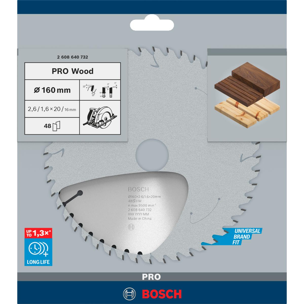 Bosch PRO Kreissägeblatt Optiline Wood für Handkreissägen ø 160 mm