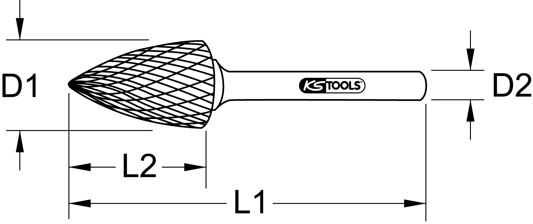 KS Tools HM Spitzbogen-Frässtift Form G