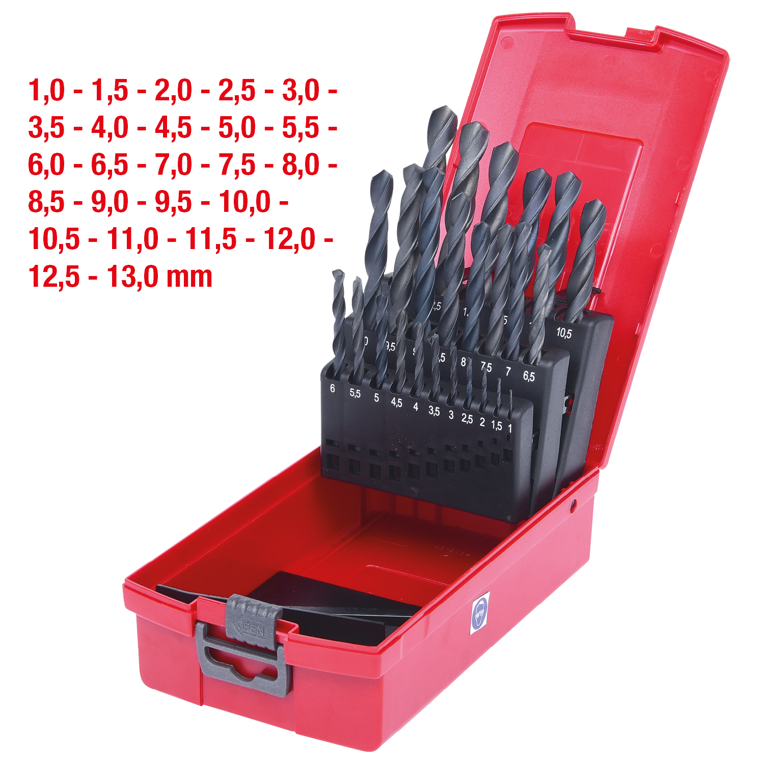 KS Tools HSS-R Spiralbohrer-Satz, Kunststoffkassette, 25-tlg, 1-13mm