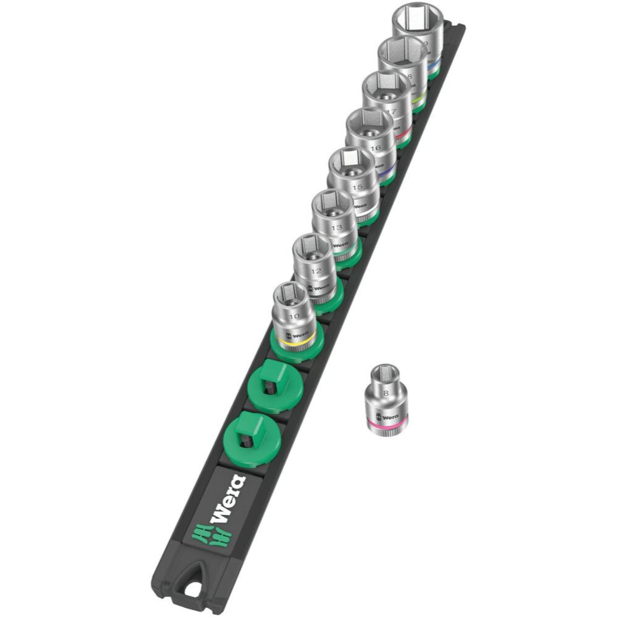Wera Nuss-Magnetleiste B 4 Zyklop Steckschlüsseleinsatz-Satz, 3/8"-Antrieb, 9-teilig