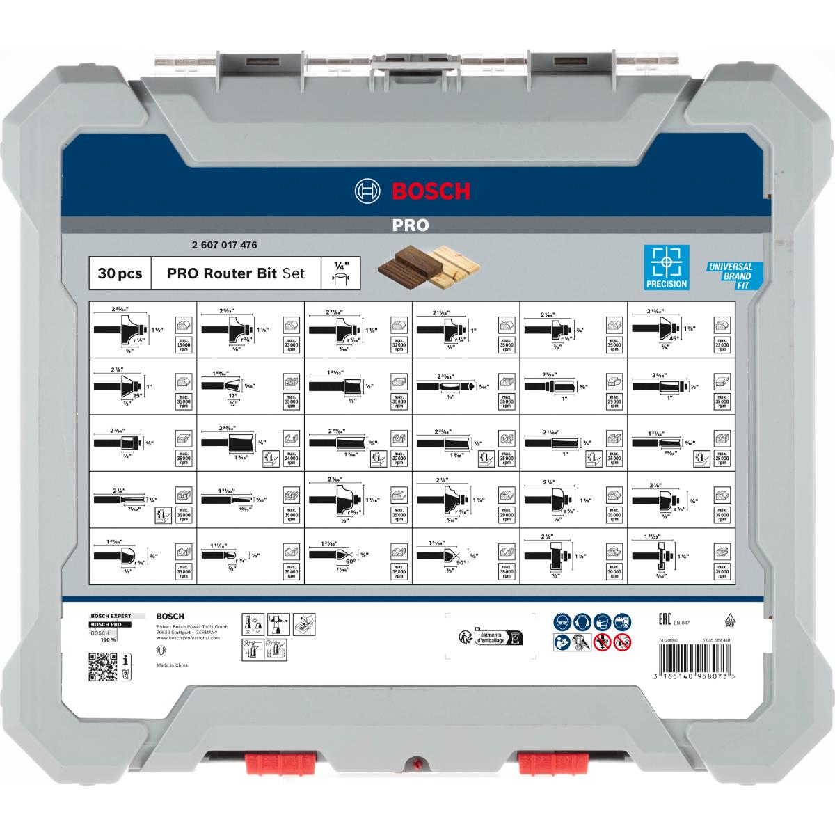 Bosch PRO Fräser Set, 1/4 Schaft, 30-teiliges Set