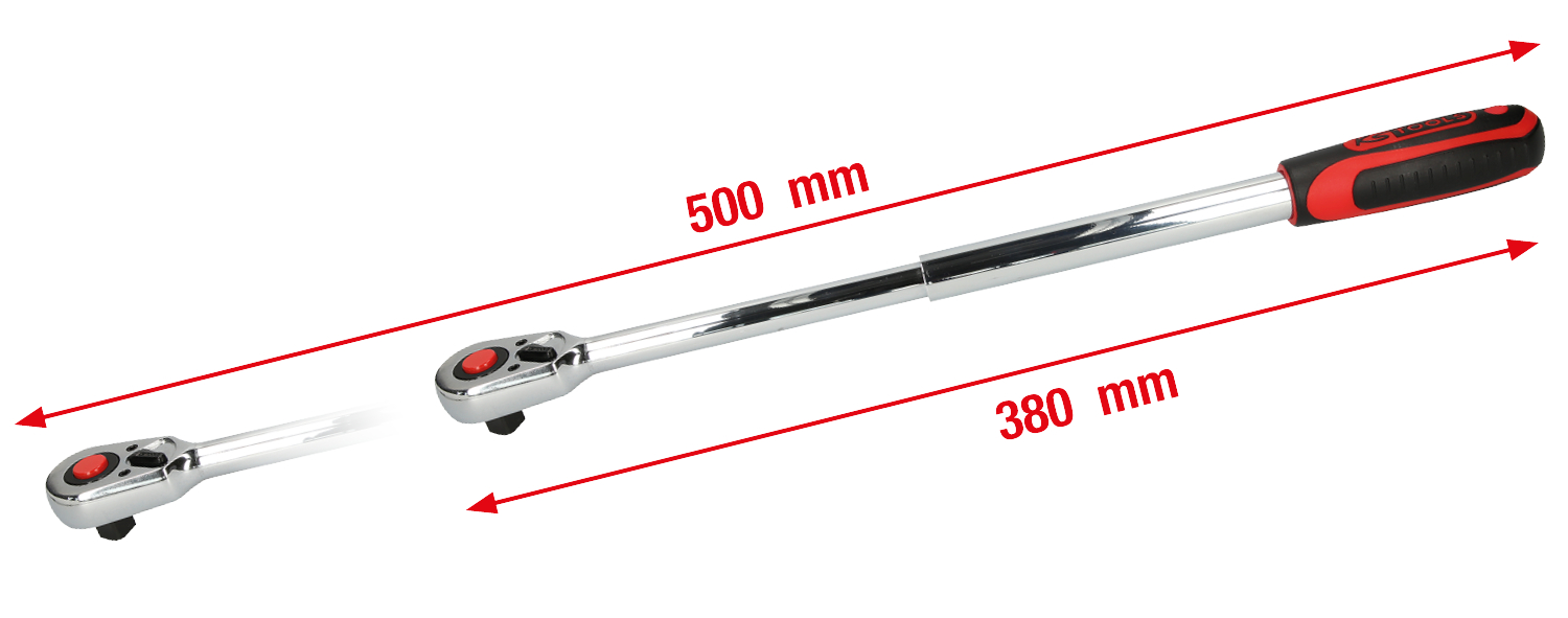 KS Tools 1/2" CHROMEplus Teleskop-Umschaltknarre, 36 Zahn