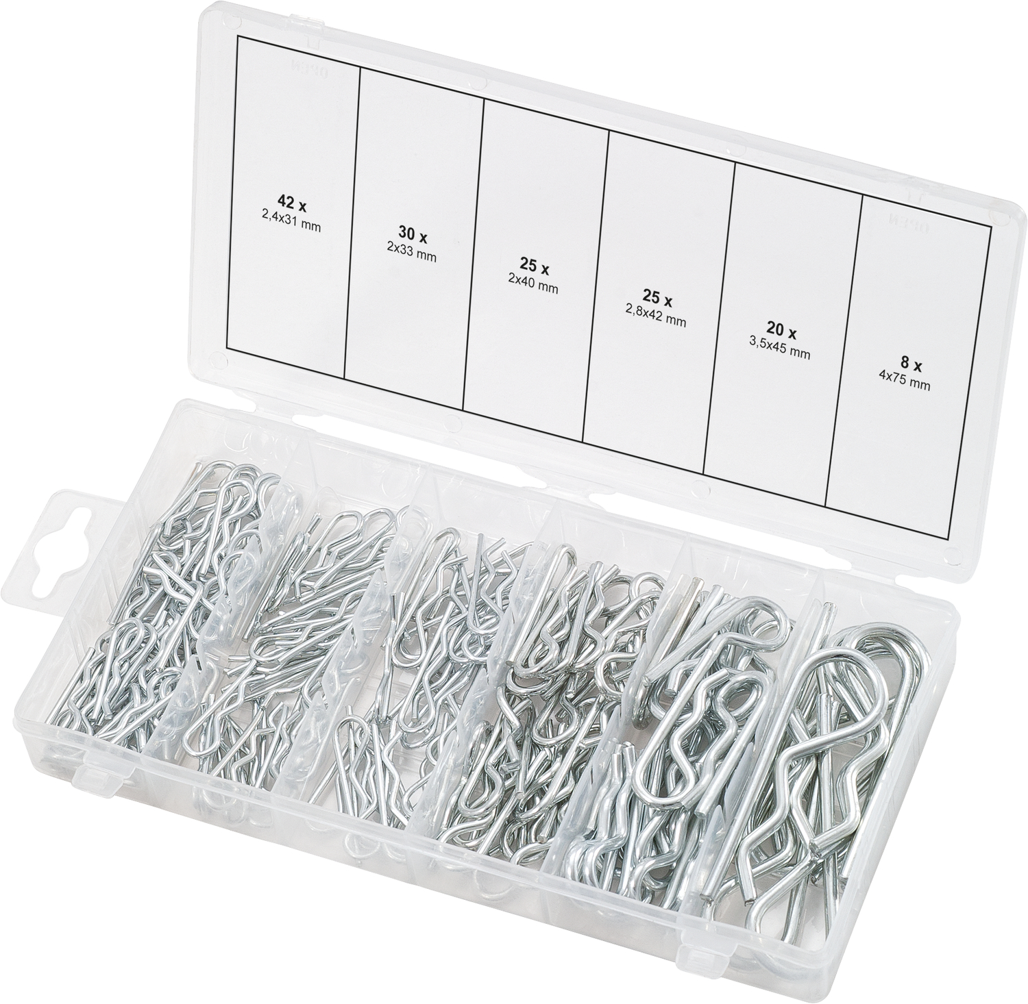 KS Tools Sortiment Federsplinte, 1,8x33 - 3,9x75, 150-tlg