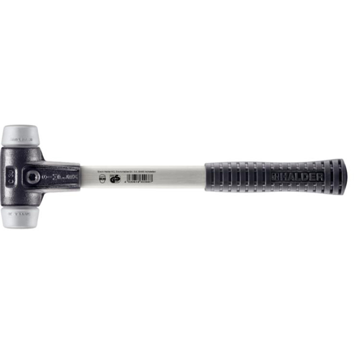 HALDER SIMPLEX - Schonhammer mit verstärktem TE-Gehäuse und Fiberglasstiel, TPE-mid