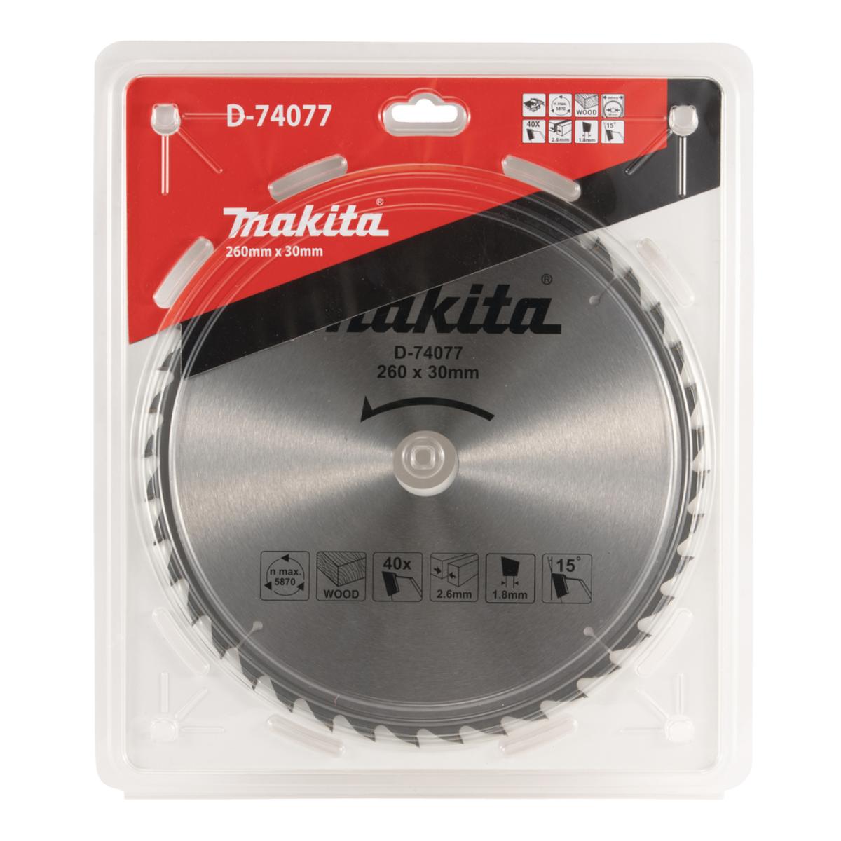 Makita Sägeblatt 260x1,8x30mm, 40 Zähne - D-74077