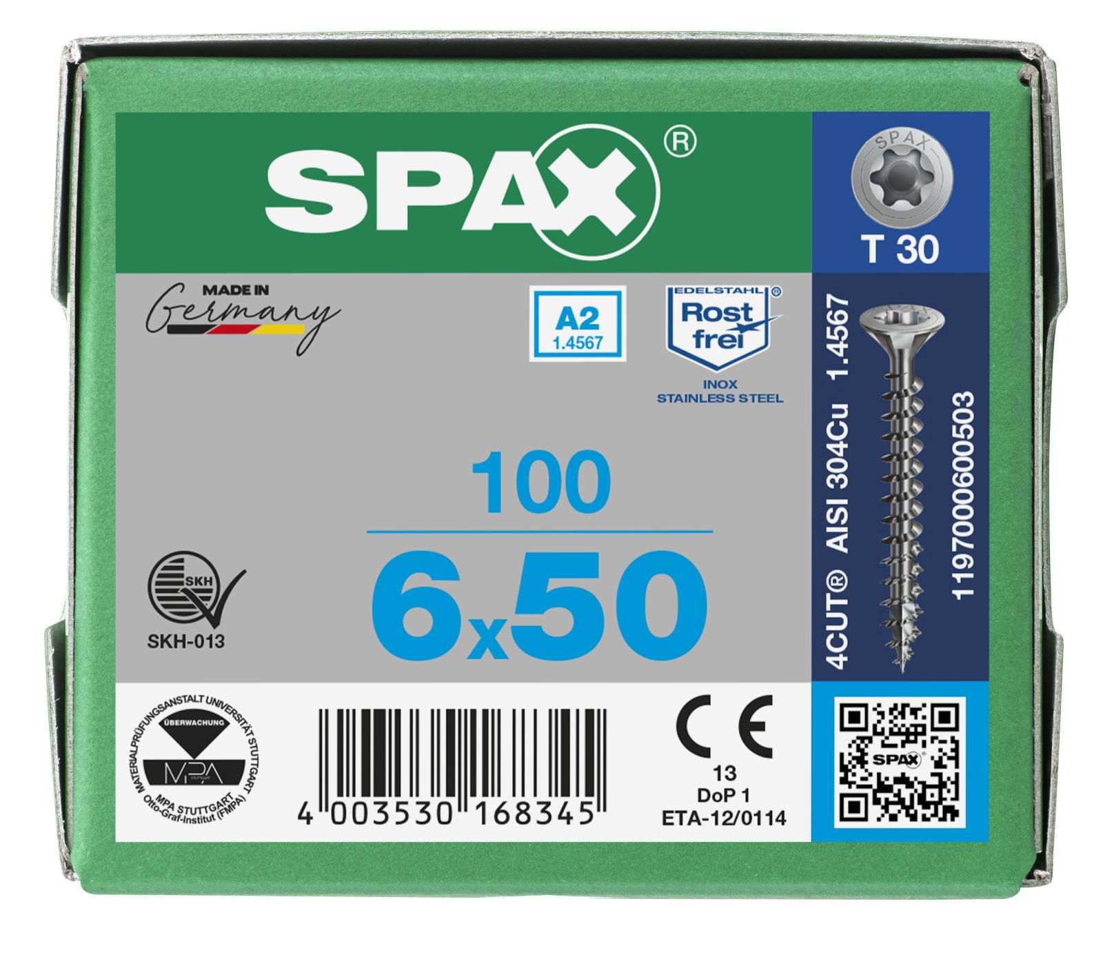 SPAX A2 Senkmultikopf T-Star Plus T30 Vollgewinde, 100 Stück