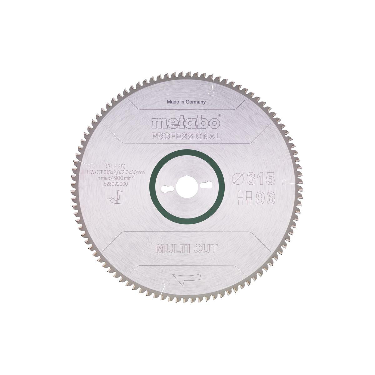 Metabo Sägeblatt multi cut - professional FZ / TZ 315x2,8/2,0x30, Z96 FZ/TZ , 5°neg