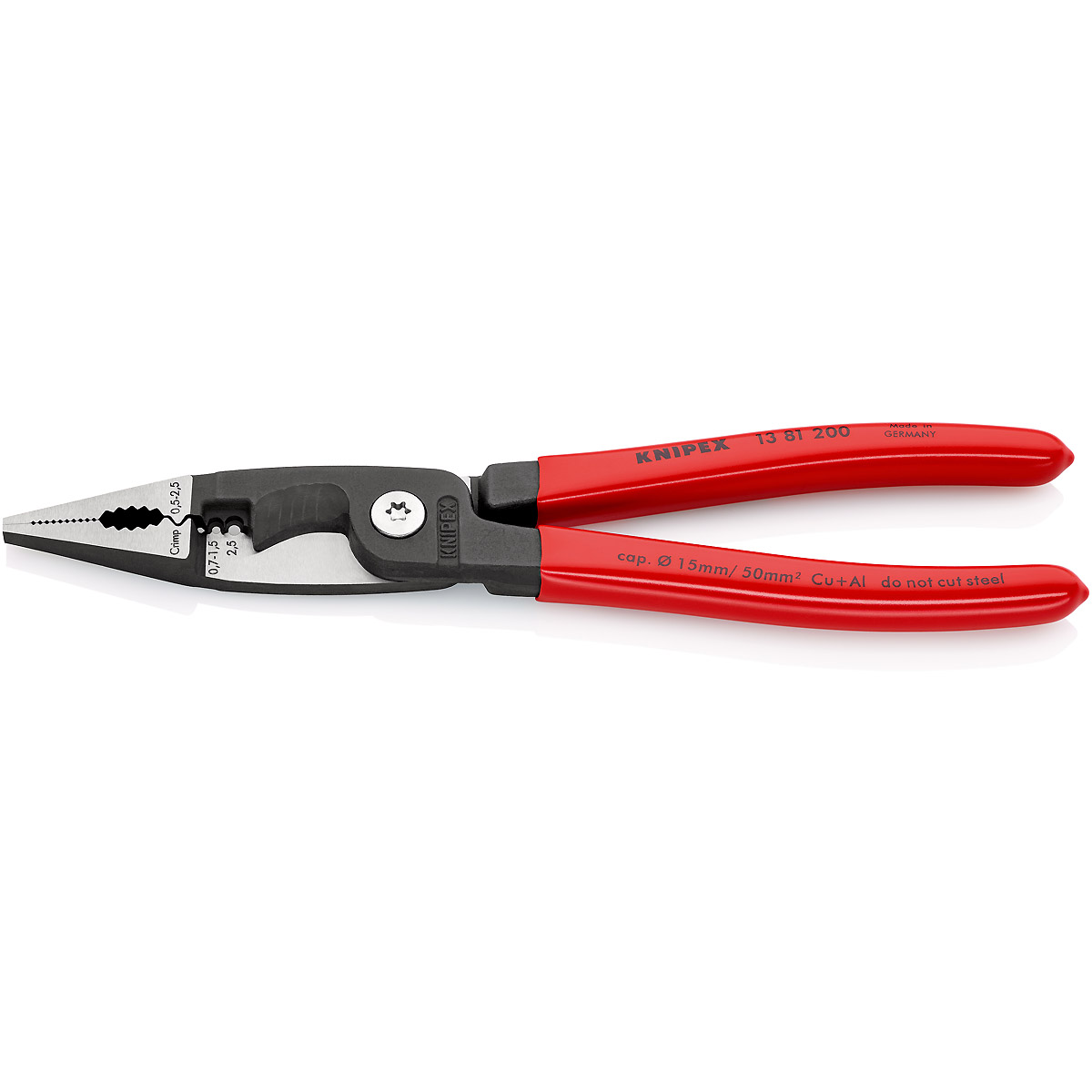 KNIPEX Elektro-Installationszange 200 mm schwarz atramentiert mit Kunststoff überzogen poliert