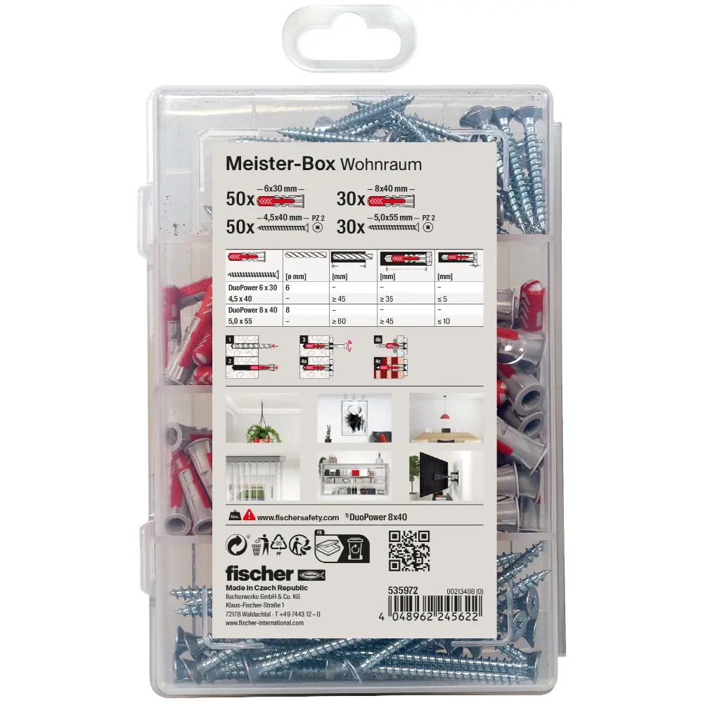 Fischer Dübelsortiment Meister-Box Wohnraum + Schrauben (160 Teile)
