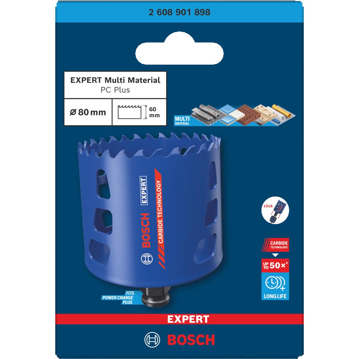 Bosch EXPERT Multi Material Power Change Plus-Lochsäge, 80 x 60 mm