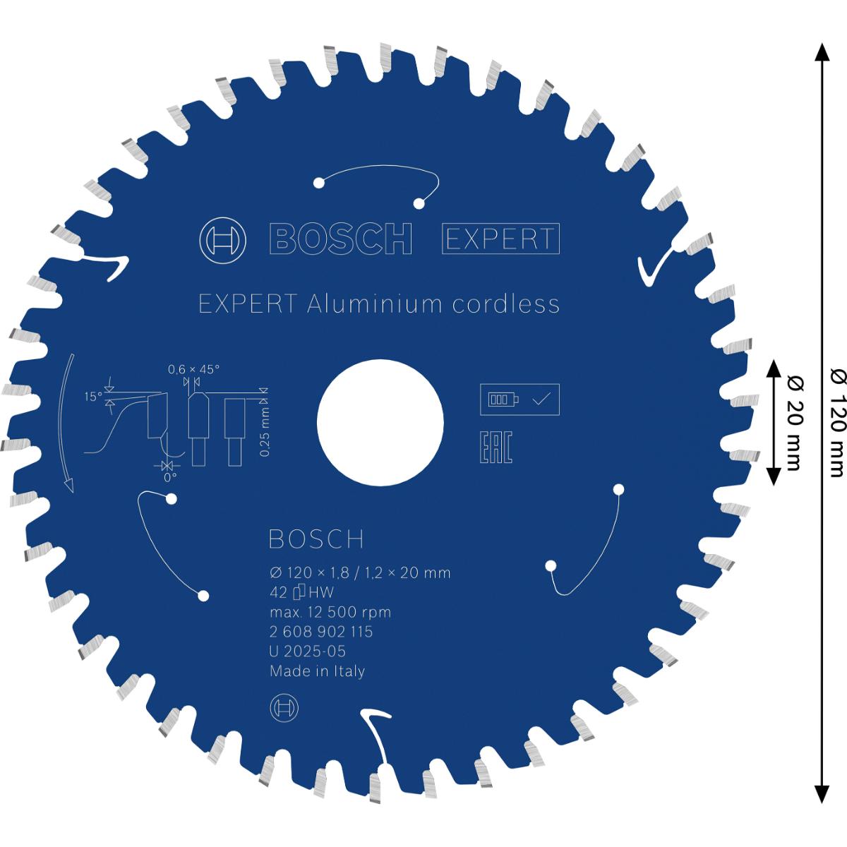 Bosch EXPERT Aluminium Kreissägeblatt, 120x20 mm, Z42