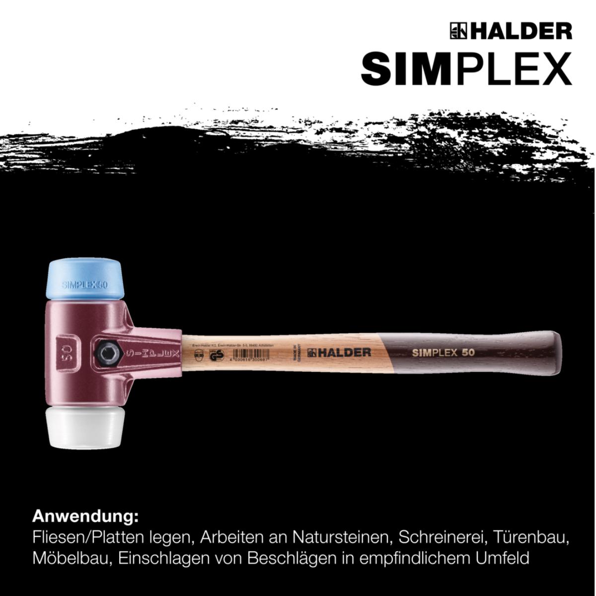 HALDER SIMPLEX - Schonhammer mit TE-Gehäuse und Holzstiel, Superplastik / TPE-soft