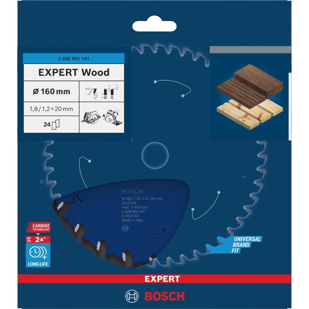Bosch EXPERT Wood Kreissägeblatt, 160x1,8x20 mm, Z24