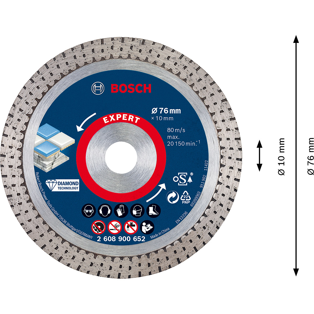 Bosch EXPERT HardCeramic 76 mm Diamanttrennscheiben für Mini-Winkelschleifer