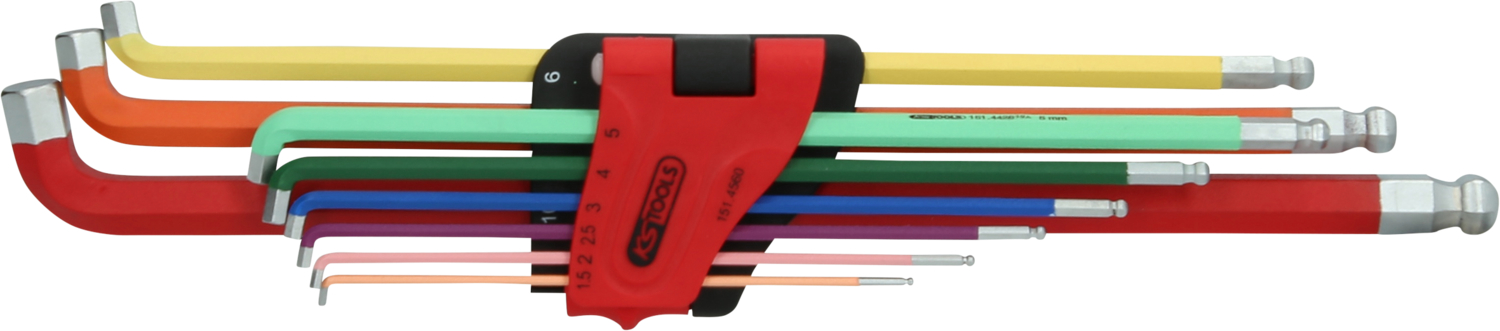 KS Tools Kugelkopf-Innensechskant-Winkelstiftschlüssel-Satz, 108° abgewinkelt, 9-tlg