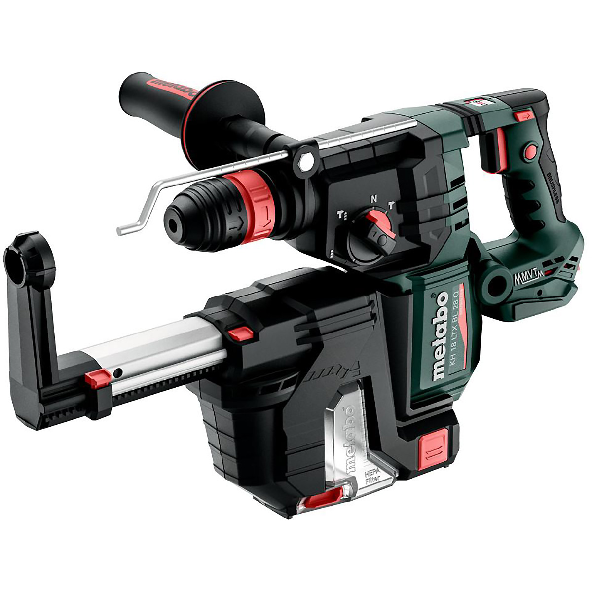 Metabo Akku-Kombihammer KH 18 LTX 28 BL Q Set ISA mit integrierter Staubabsaugung und Metabo-Quick-W