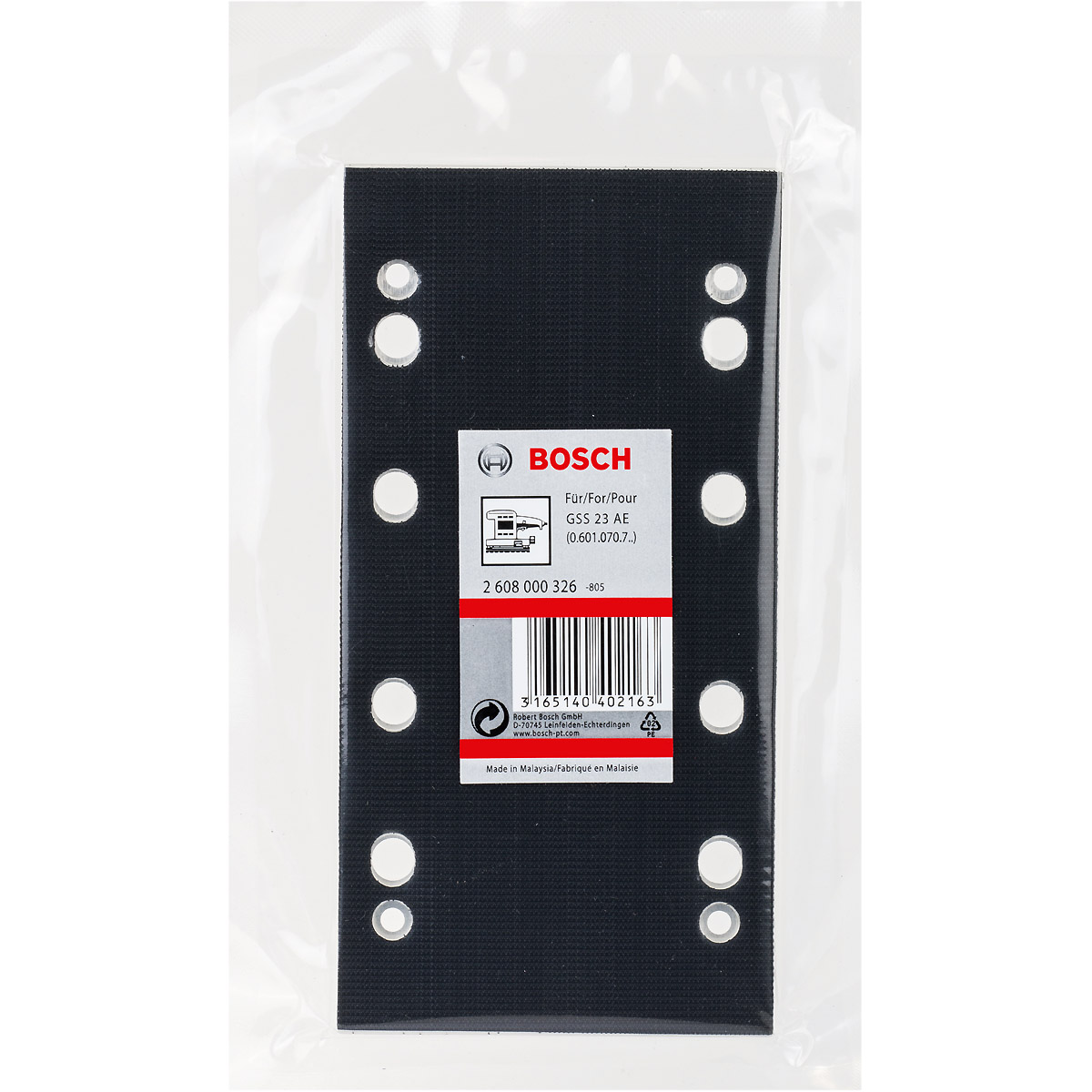 Bosch Schleifplatte 185 x 93 mm, für GSS 23 AE, mit Kletthaftung