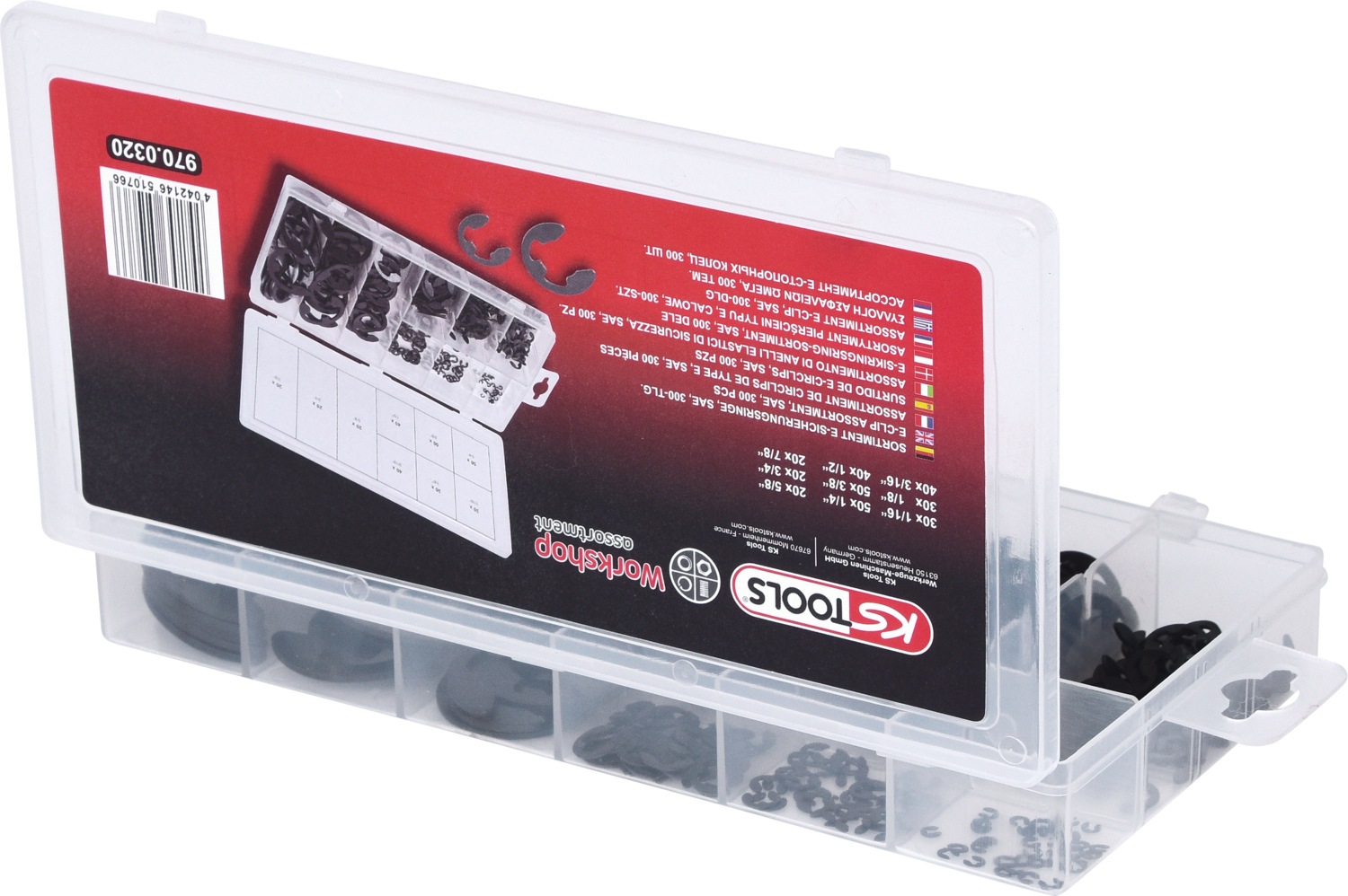 KS Tools Sortiment E-Sicherungsringe, SAE, 300-tlg