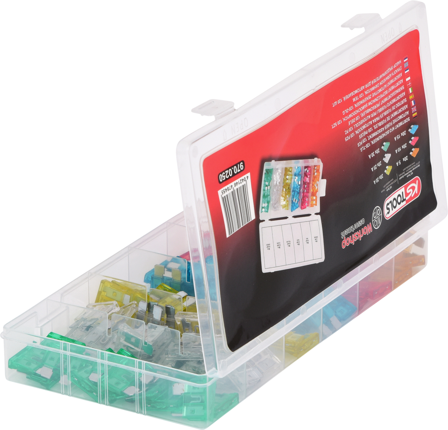 KS Tools Sortiment Kfz-Sicherungen,5-30A, Zink, 120-tlg