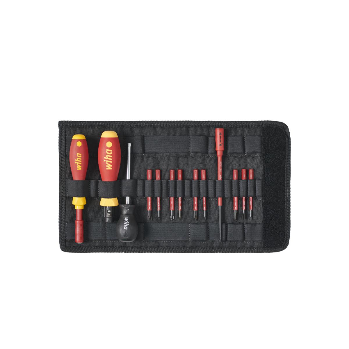 Wiha Drehmoment-Schraubendreher Set TorqueVario -S electric 0,8-5,0 Nm gemischt 14-teilges Set variabel einstellbare Drehmomentbegrenzung mit Falttasche