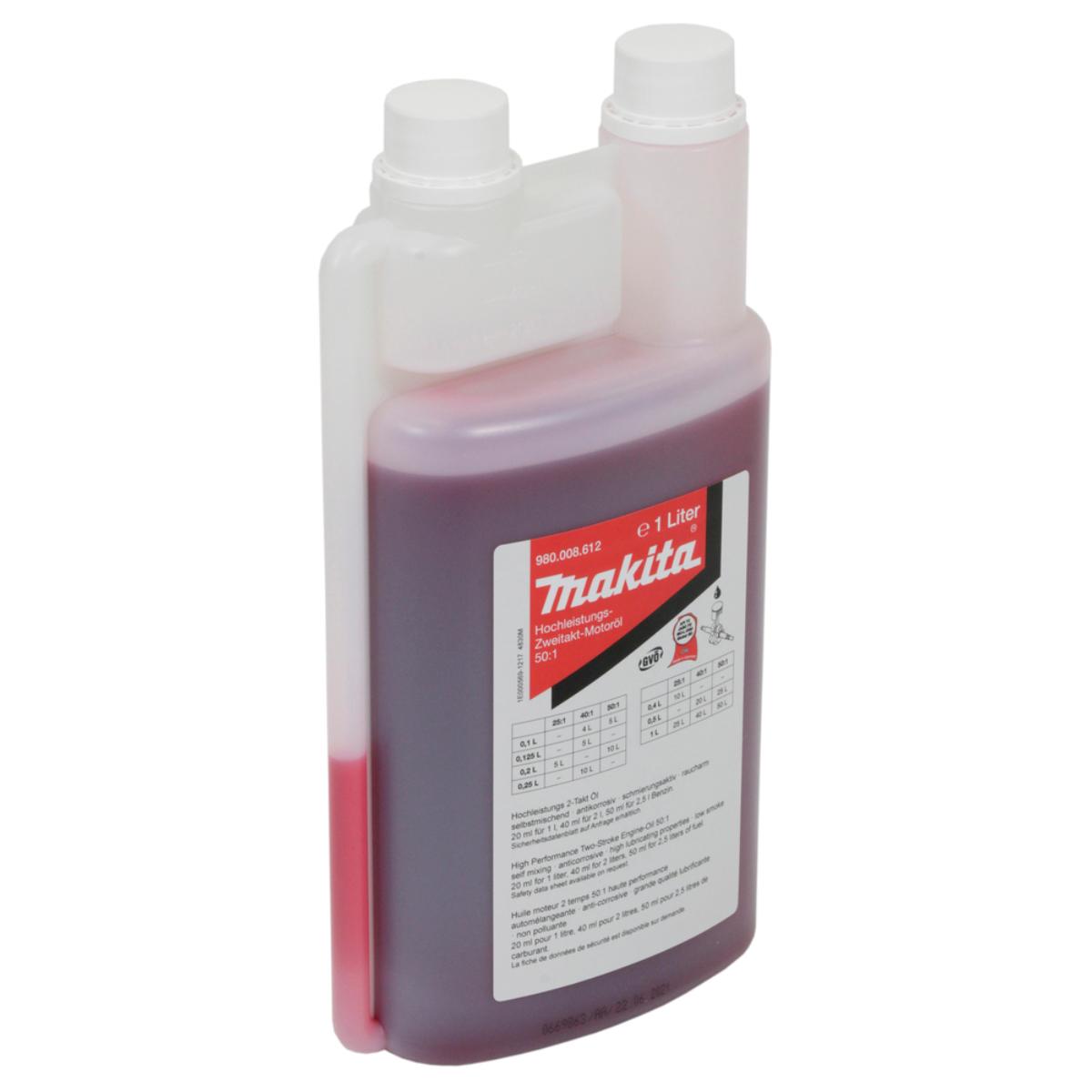 Makita Hochleistungs-2-Takt-Motorenöl 1.000 ml - Mischverhältnis 1:50 - Flasche mit Dosierkopf