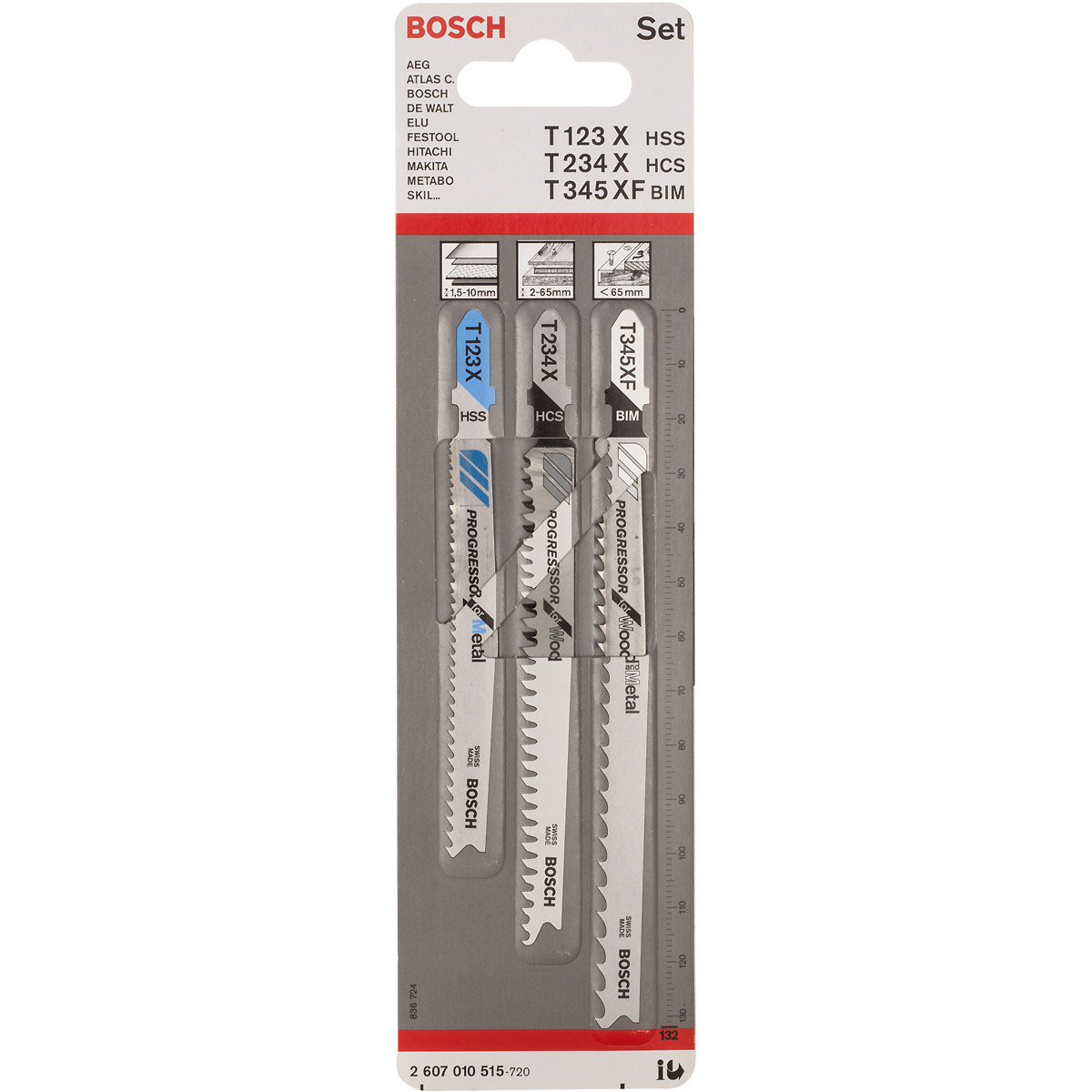 Bosch Stichsägeblatt-Set Progessor for Wood and Metal, 3-teilig, Einnockenschaft
