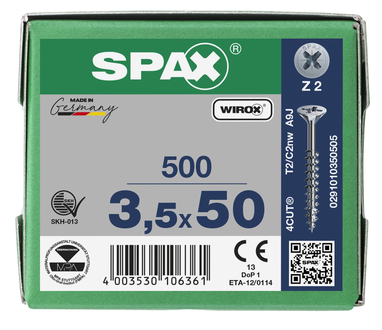 SPAX Senkmultikopf Kreuzschlitz Z2 Teilgewinde WIROX, 500 Stück