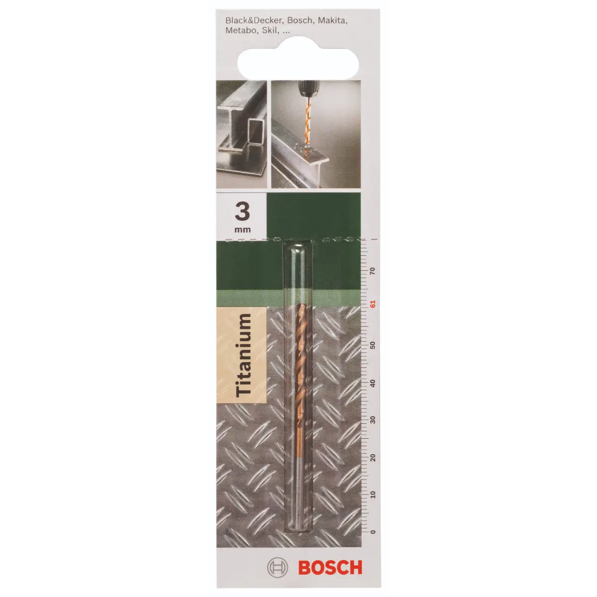 Bosch Metallbohrer HSS-TiN, DIN 338 D= 3,0 mm, L= 61 mm