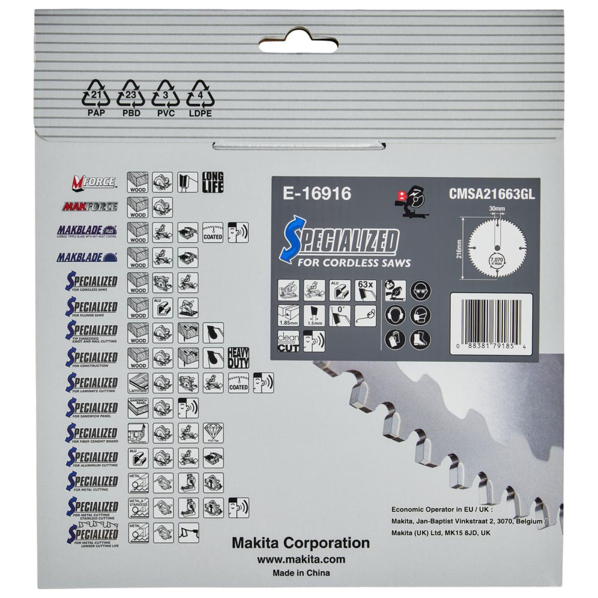 Makita EFFICUT Sägeblatt 216x30x63 Aluminium - E-16916