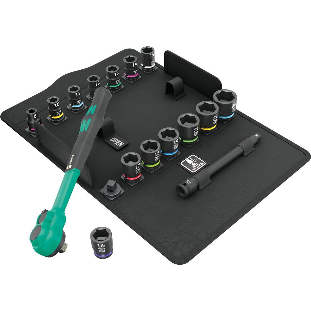 Wera 8100 SB 12 Zyklop Comfort Knarrensatz, Umschalthebel, 3/8"-Antrieb, metrisch
