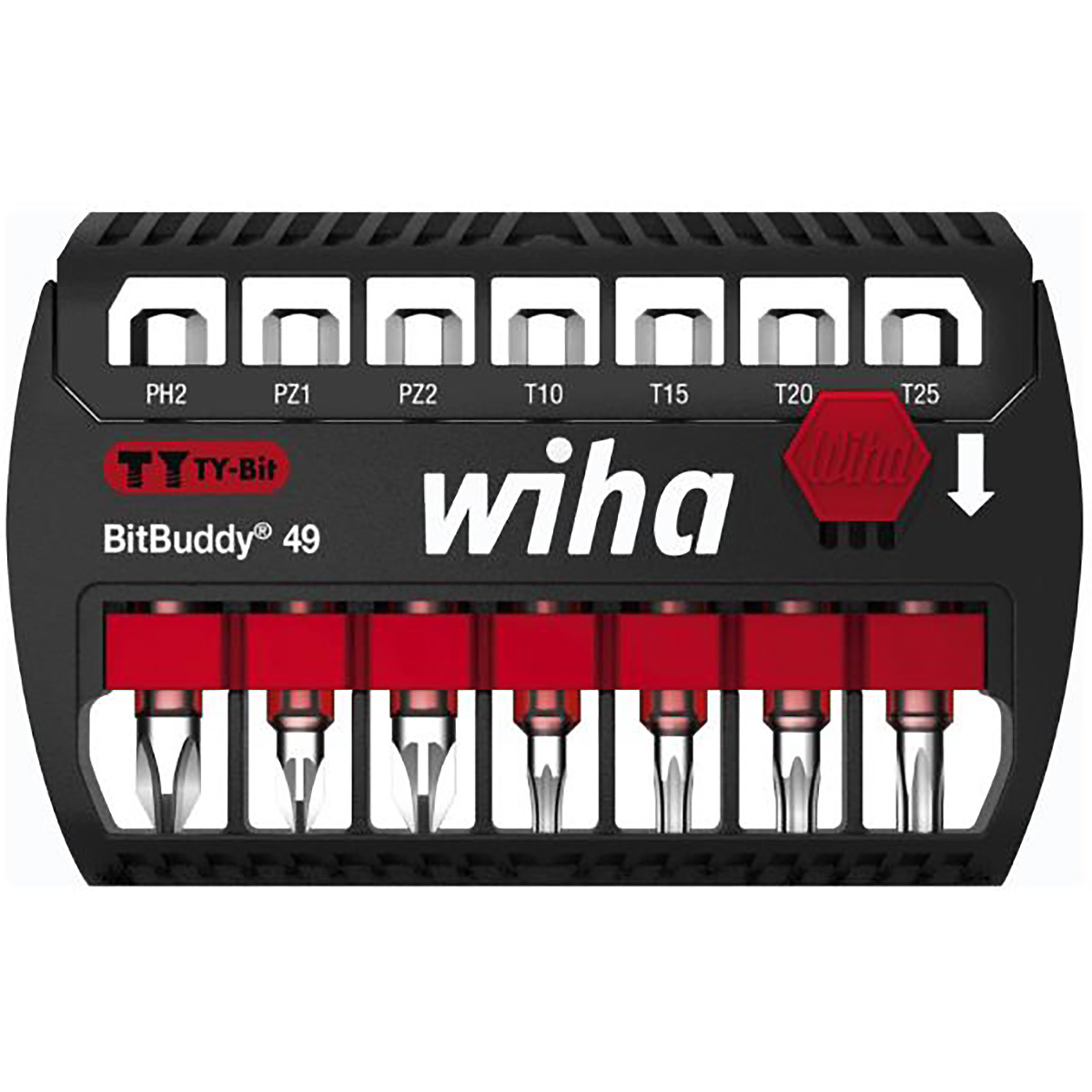 Wiha Bit Set BitBuddy TY-Bit 49 mm Phillips, Pozidriv, TORX 7-teilges Set 1/4 zoll E6,3