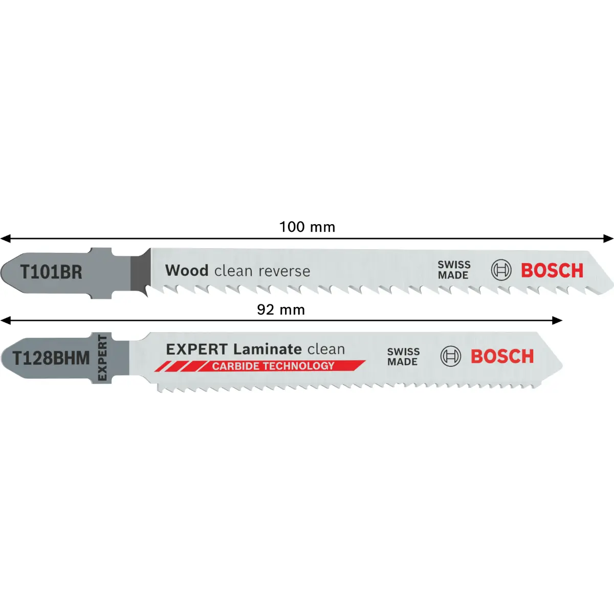 Bosch T101BR und EXPERT Laminate clean T128BHM Stichsägeblätter-Set, 26-tlg.