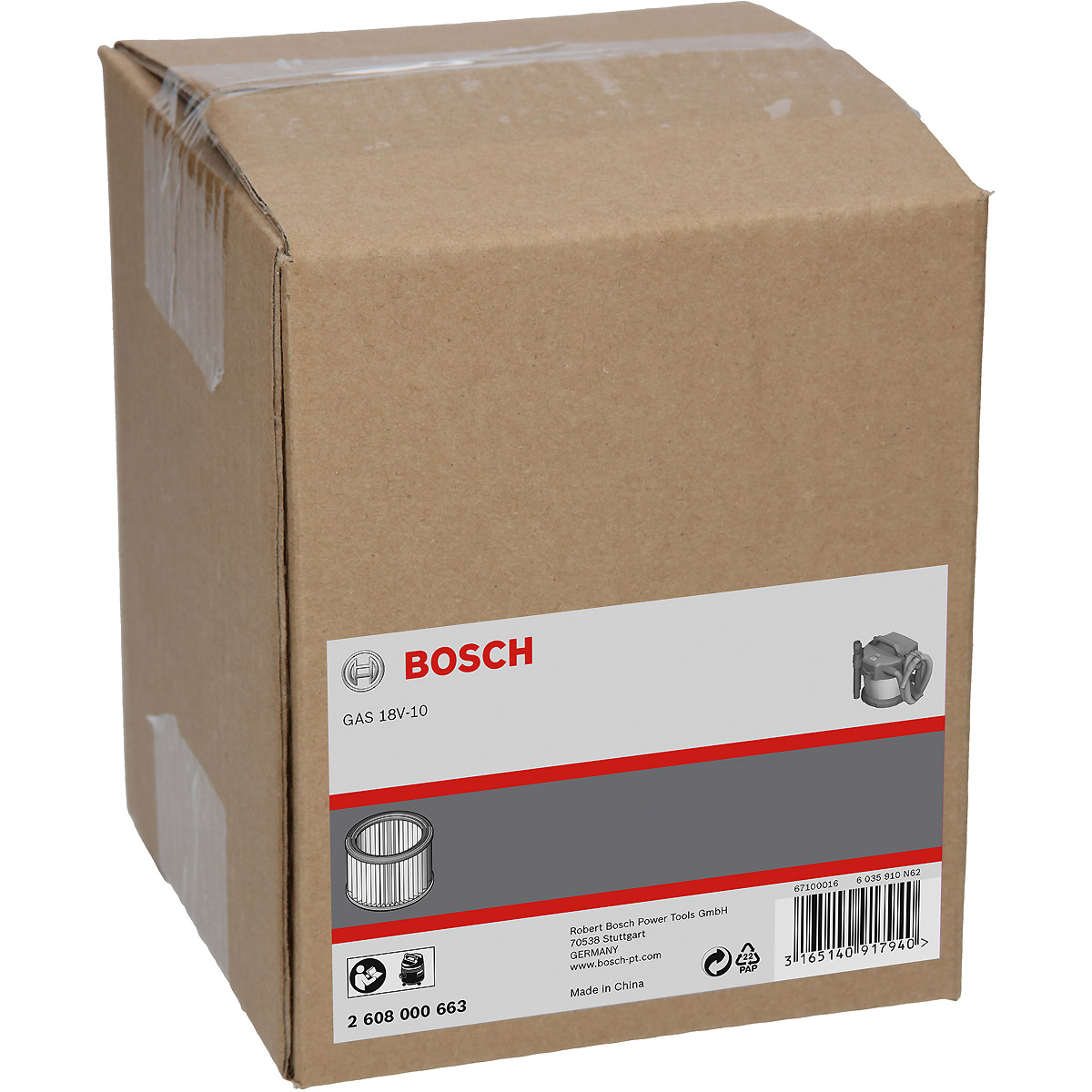 Bosch Faltenfilter, 125 x 155mm, Zubehör für GAS 18V-10 L Professional