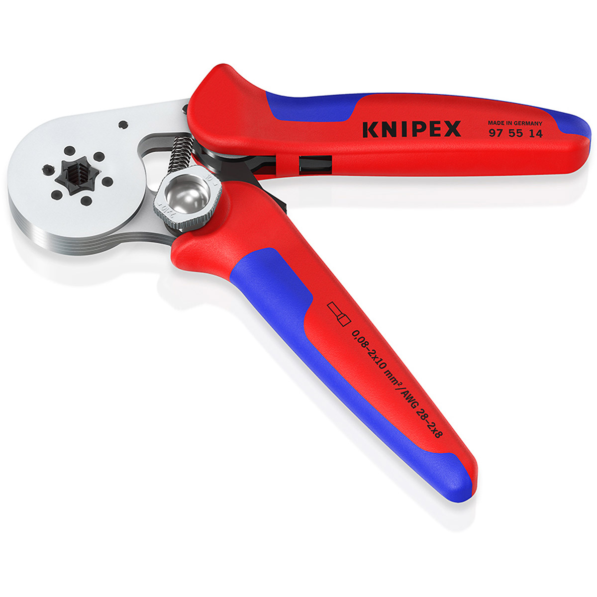 KNIPEX Selbsteinstellende Crimpzange für Aderendhülsen Hexagonal-Crimp
