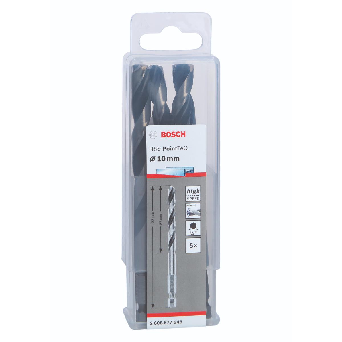 Bosch HSS PointTeQ Sechskantbohrer 10,0 mm, 5-tlg.