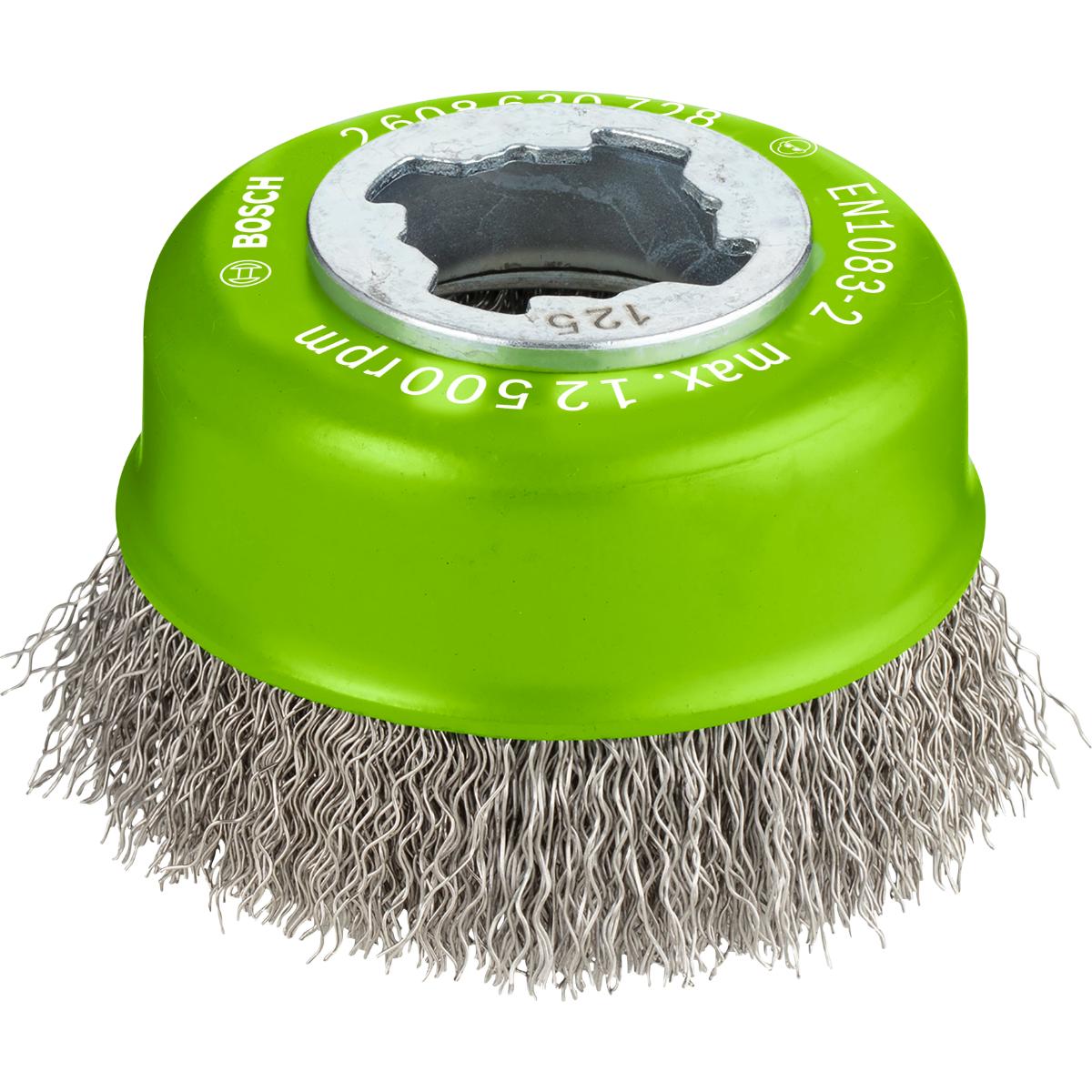 Bosch PRO Topfbürste X-LOCK Clean for Inox, 75 mm, gewellter rostfreier Stahldraht