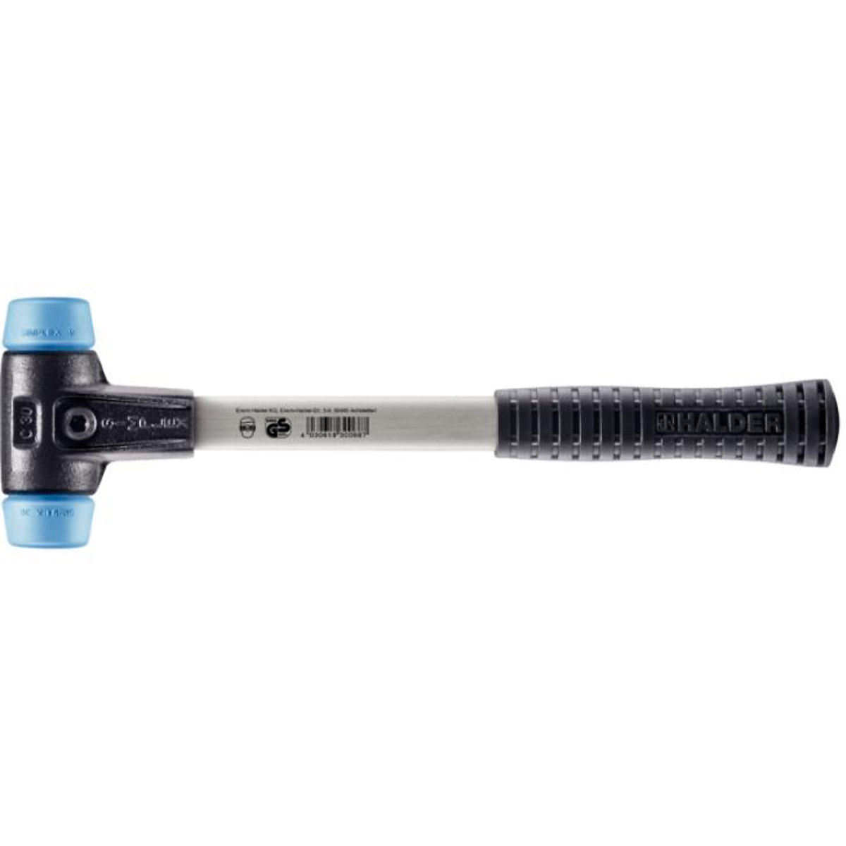 HALDER SIMPLEX - Schonhammer mit verstärktem TE-Gehäuse und Fiberglasstiel, TPE-soft