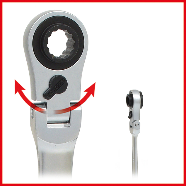 KS Tools 4 in 1 GEARplus umschaltbar Gelenk-Doppel-Ringschlüssel, 10x13-17x19mm