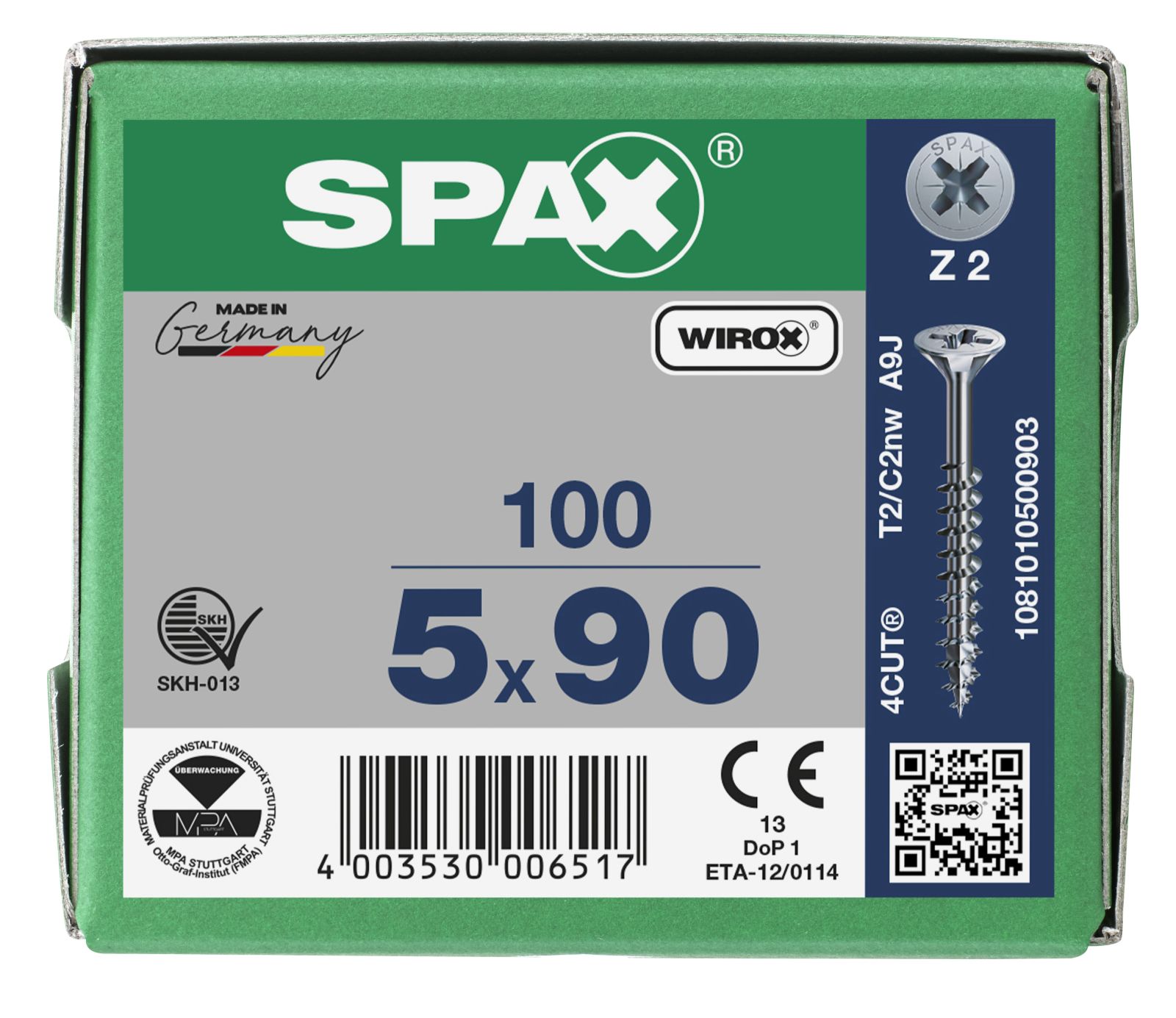 SPAX Senkmultikopf Bremsrippen Kreuzschlitz Z2 Teilgewinde WIROX, 100 Stück
